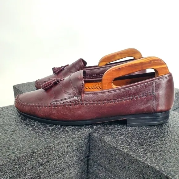 Stanley Blacker Genuine Leather Tassel Loafers Men Size 10.5M Shoes 49174