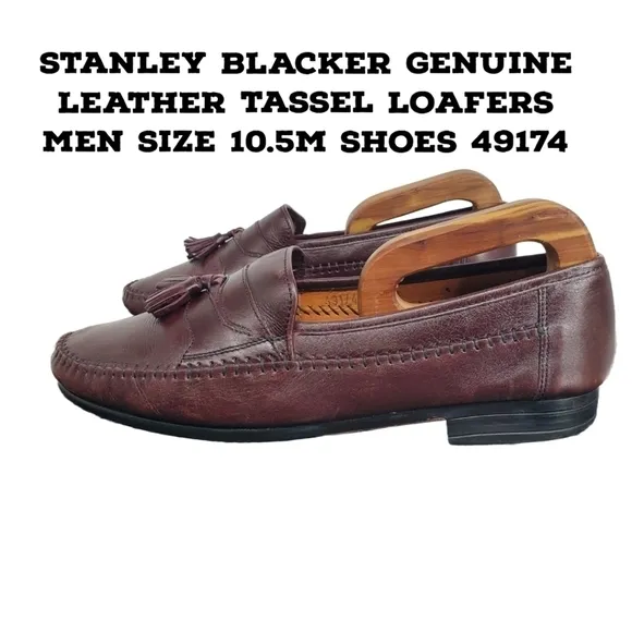 Stanley Blacker Genuine Leather Tassel Loafers Men Size 10.5M Shoes 49174