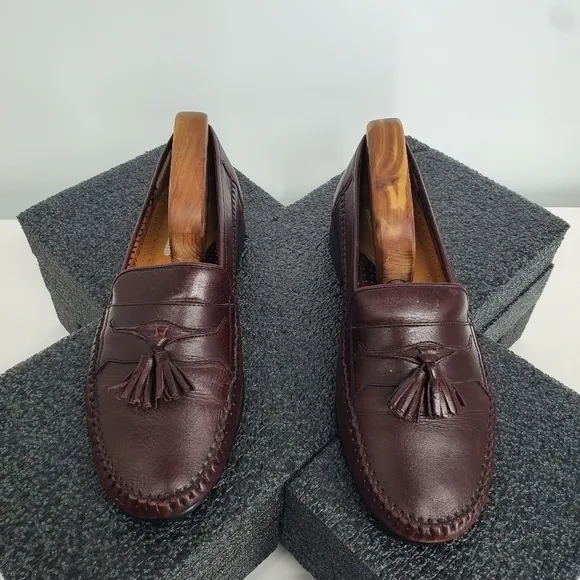 Stanley Blacker Genuine Leather Tassel Loafers Men Size 10.5M Shoes 49174