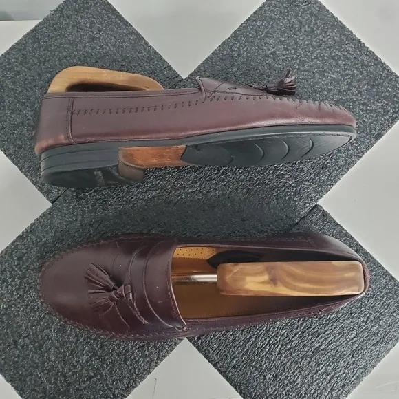 Stanley Blacker Genuine Leather Tassel Loafers Men Size 10.5M Shoes 49174