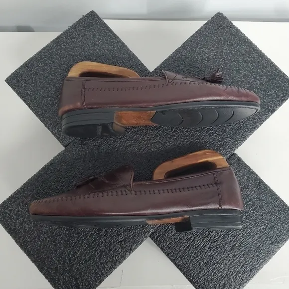Stanley Blacker Genuine Leather Tassel Loafers Men Size 10.5M Shoes 49174