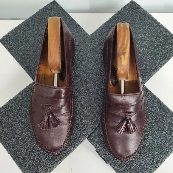 Stanley Blacker Genuine Leather Tassel Loafers Men Size 10.5M Shoes 49174