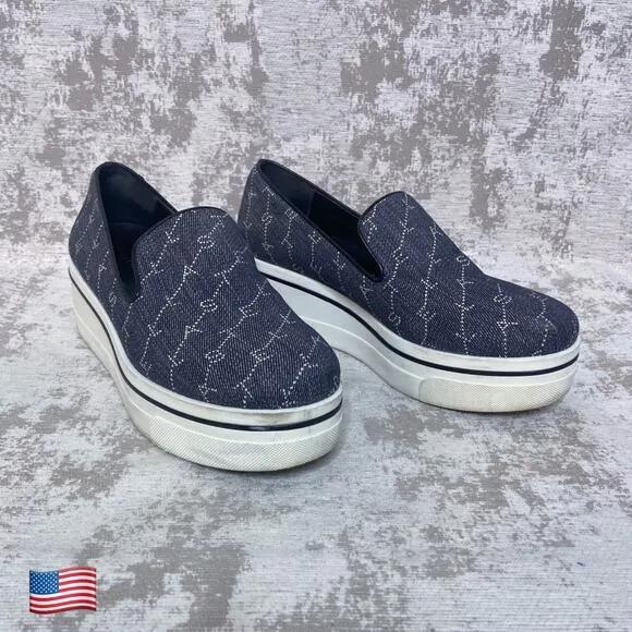 Stella McCartney Binx Denim Logo Binx Sneakers in Midnight Blue