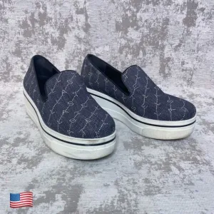 Stella McCartney Binx Denim Logo Binx Sneakers in Midnight Blue