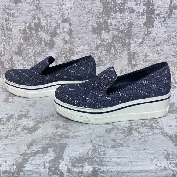Stella McCartney Binx Denim Logo Binx Sneakers in Midnight Blue