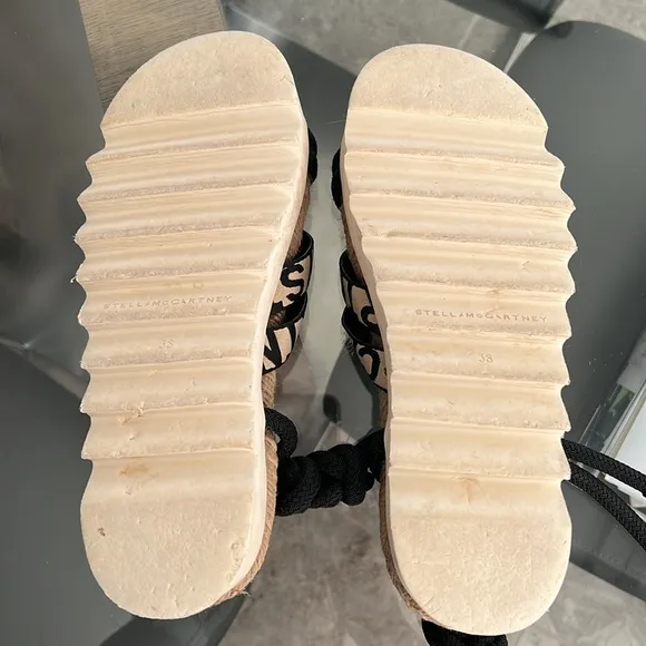 Stella McCartney Gaia Sandals in Black &amp; Cream, Size 38 Retail $395