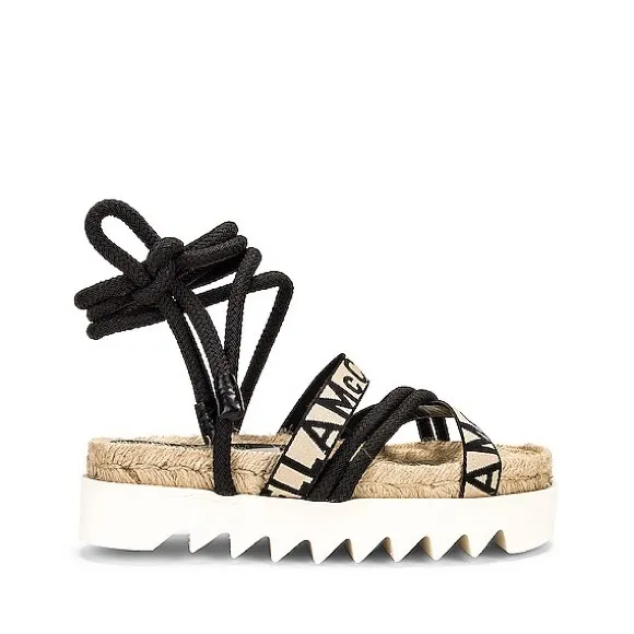 Stella McCartney Gaia Sandals in Black &amp; Cream, Size 38 Retail $395