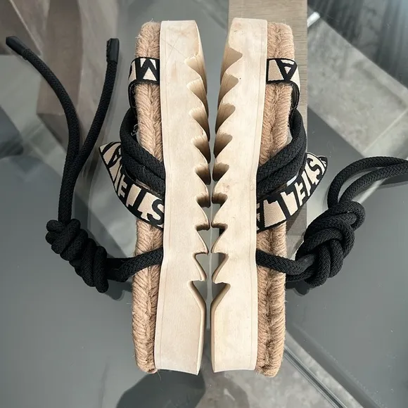 Stella McCartney Gaia Sandals in Black &amp; Cream, Size 38 Retail $395