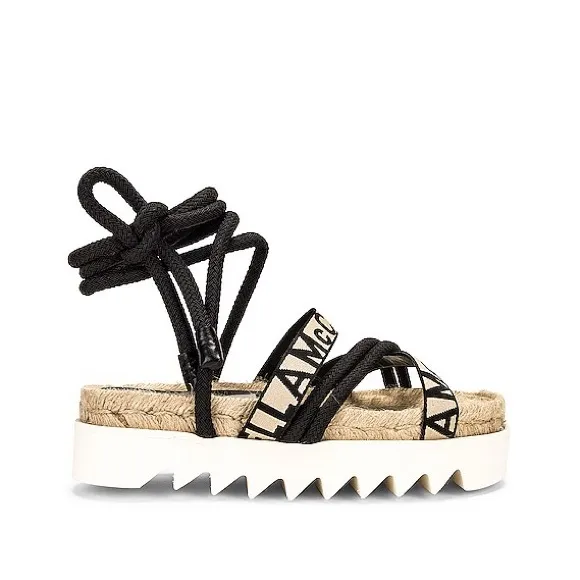 Stella McCartney Gaia Sandals in Black &amp; Cream, Size 38 Retail $395