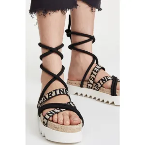 Stella McCartney Gaia Sandals in Black &amp; Cream, Size 38 Retail $395