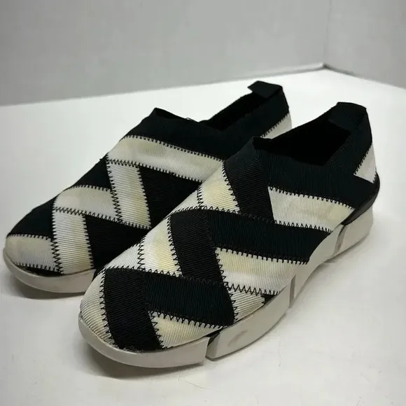 Stella McCartney Sneakers Shoes Slip On Wedge Stretch Athletic Black White  36 6