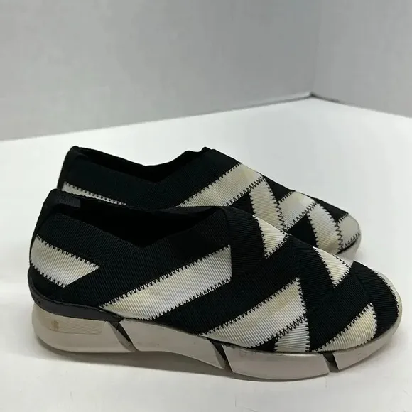 Stella McCartney Sneakers Shoes Slip On Wedge Stretch Athletic Black White  36 6