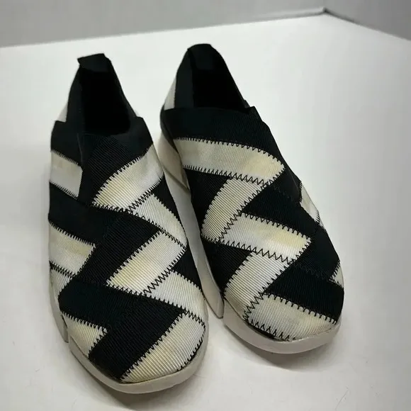 Stella McCartney Sneakers Shoes Slip On Wedge Stretch Athletic Black White  36 6