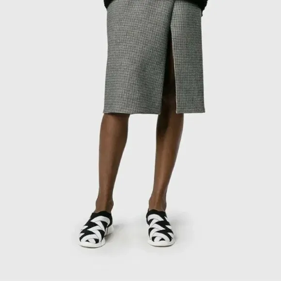 Stella McCartney Sneakers Shoes Slip On Wedge Stretch Athletic Black White  36 6