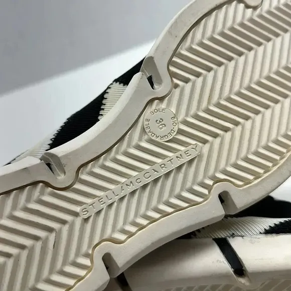 Stella McCartney Sneakers Shoes Slip On Wedge Stretch Athletic Black White  36 6