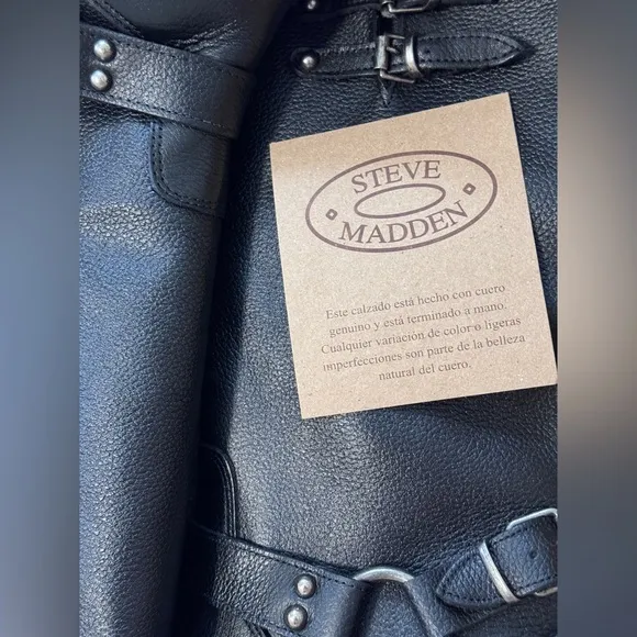 Steve Madden Black Motorcycle Leather Boots
