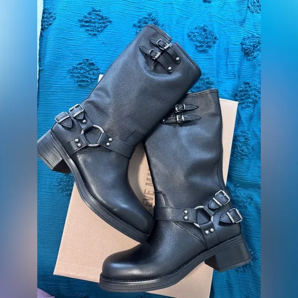 Steve Madden Black Motorcycle Leather Boots
