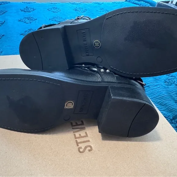 Steve Madden Black Motorcycle Leather Boots