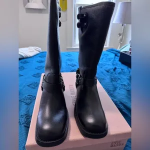 Steve Madden Black Motorcycle Leather Boots