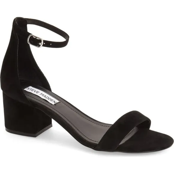 STEVE MADDEN Black Suede Block Heel Sandals
