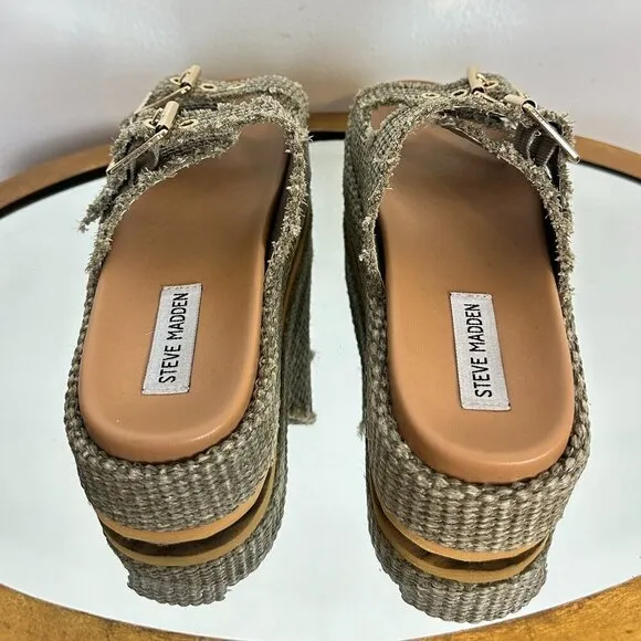 STEVE MADDEN Karrigan Womens Platform Sandals in Olive Size US 7.5