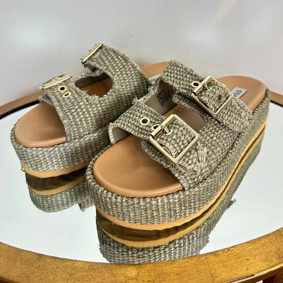 STEVE MADDEN Karrigan Womens Platform Sandals in Olive Size US 7.5
