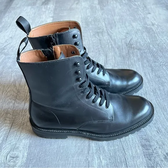 Steve Madden Kommbat Black Leather Boots Size 8