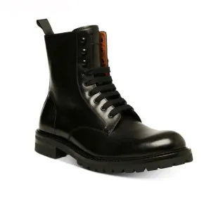 Steve Madden Kommbat Black Leather Boots Size 8