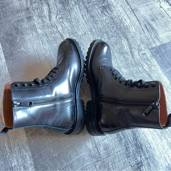 Steve Madden Kommbat Black Leather Boots Size 8