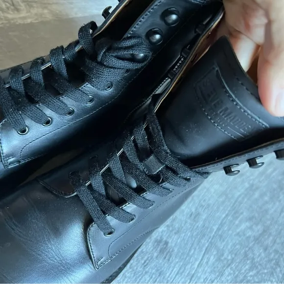 Steve Madden Kommbat Black Leather Boots Size 8