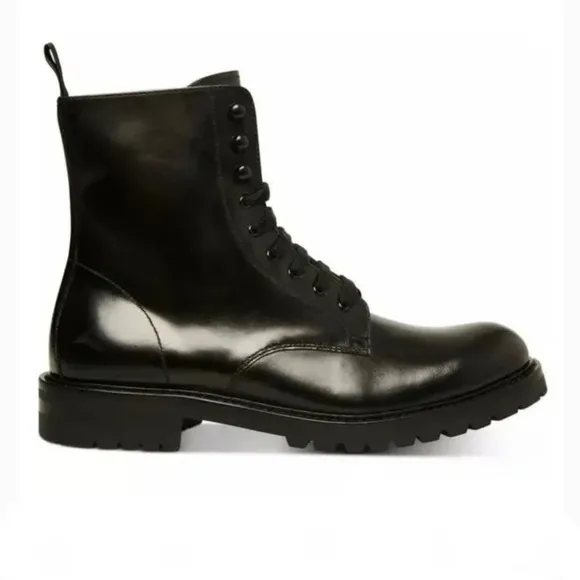 Steve Madden Kommbat Black Leather Boots Size 8