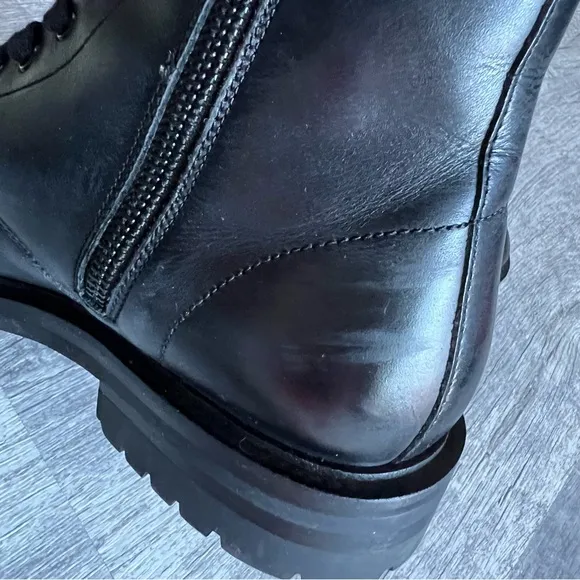 Steve Madden Kommbat Black Leather Boots Size 8