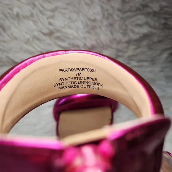 Steve Madden Partay Stilleto Sandals in Pink Metal Womens 7 Barbie Core Heels