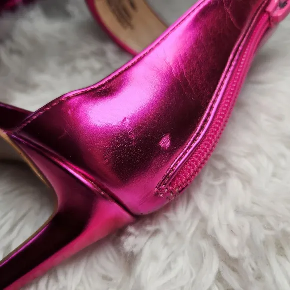 Steve Madden Partay Stilleto Sandals in Pink Metal Womens 7 Barbie Core Heels
