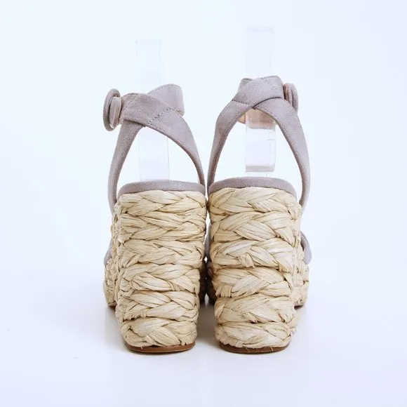 Steve Madden Poloma Textile Wedge Sandals Gray Women Size 7.5