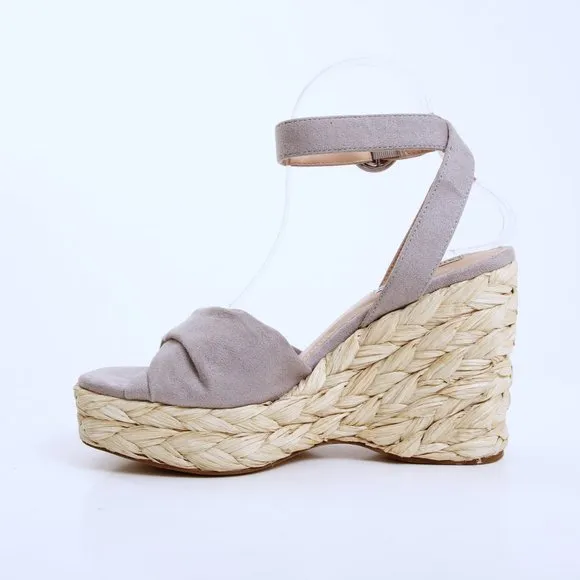 Steve Madden Poloma Textile Wedge Sandals Gray Women Size 7.5
