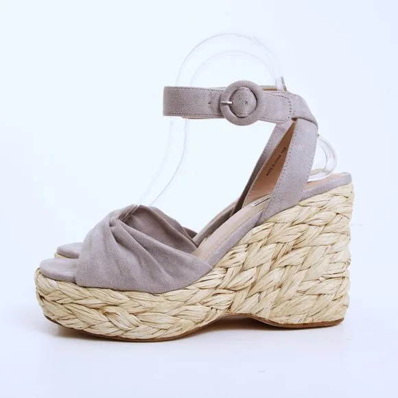 Steve Madden Poloma Textile Wedge Sandals Gray Women Size 7.5