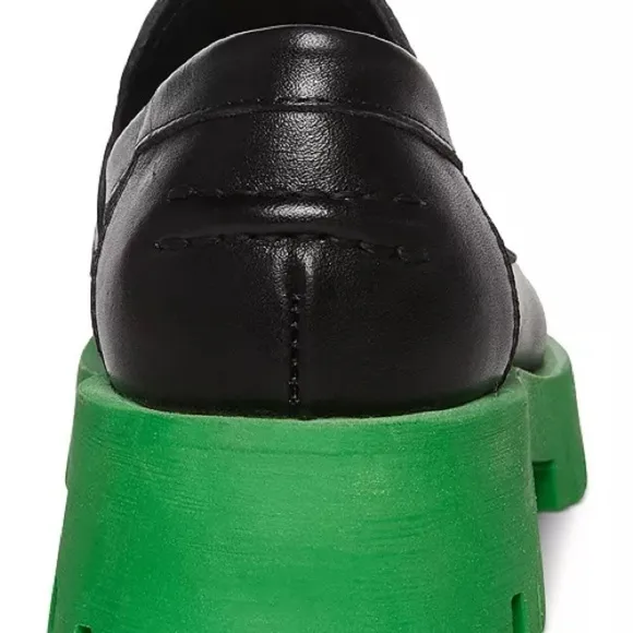 Steve Madden Size 6 Waterproof Bright Green Lug Sole Round Toe Loafers NEW