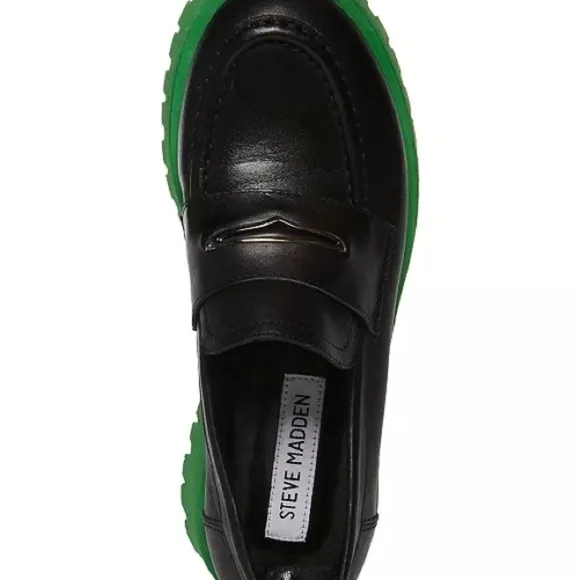 Steve Madden Size 6 Waterproof Bright Green Lug Sole Round Toe Loafers NEW