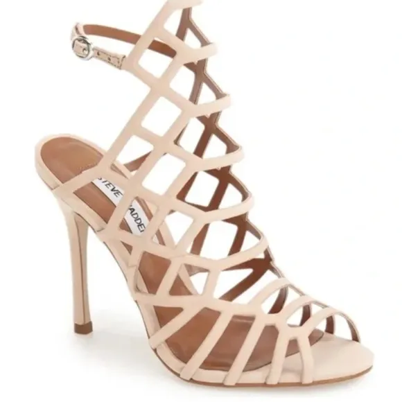 Steve‎ Madden Slithur Blush Caged Heeled Sandals -Size 9 1/2 M - NEW.