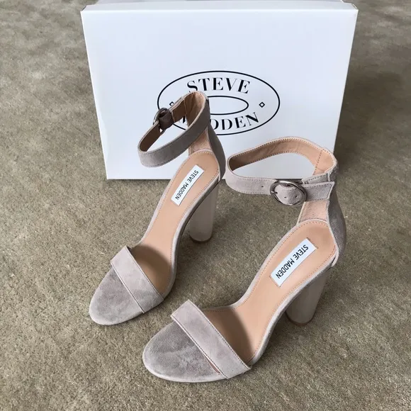 STEVE MADDEN Suede Ankle Strap Heel Sandals