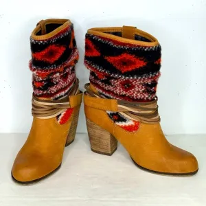 Steve Madden‎ Tolteca Cognac Mid Calf Boots Southwest/Boho Sz 6
