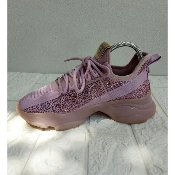 Steve Madden Women's Sneakers Maxima Glitzy Gum Lilac Purple Lace Up Size 8.5