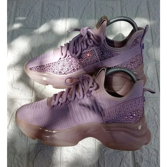 Steve Madden Women's Sneakers Maxima Glitzy Gum Lilac Purple Lace Up Size 8.5