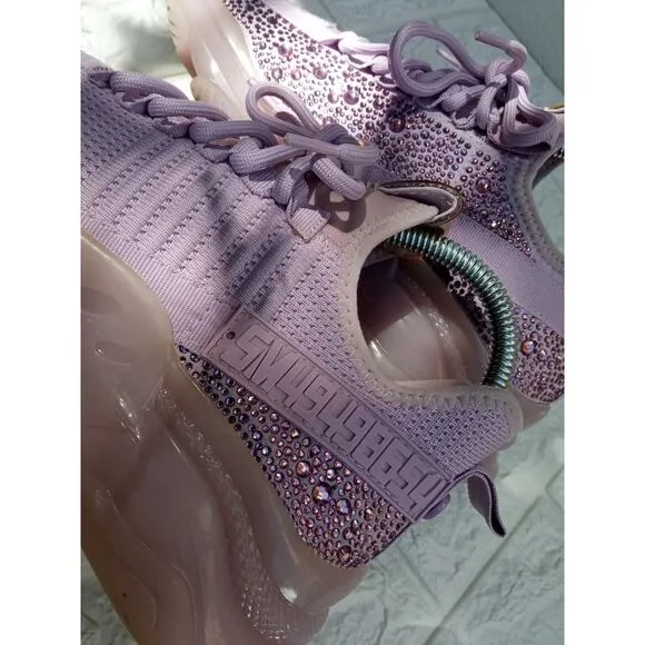 Steve Madden Women's Sneakers Maxima Glitzy Gum Lilac Purple Lace Up Size 8.5