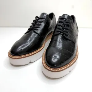 Steve Madden Wrenley Lace Up Platform Oxford Loafers Womens 7.5 Black Moc Croc