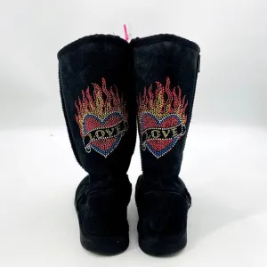 Steve Madden Y2K Bedazzled Love Sherpa lined boots