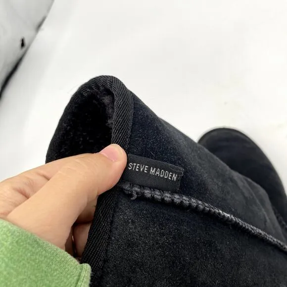 Steve Madden Y2K Bedazzled Love Sherpa lined boots