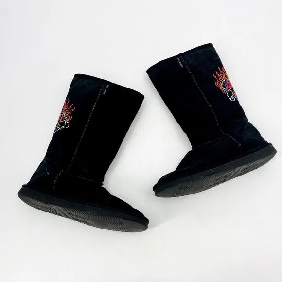 Steve Madden Y2K Bedazzled Love Sherpa lined boots