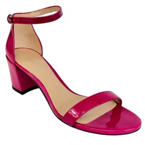 Stewart Weitzman Nudistcurve Patent Leather Block Heel Sandals Women US 7 Pink